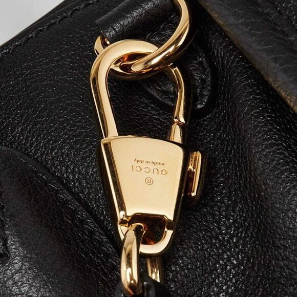 Gucci Black Pebbled Leather Small Logo Tote Bag - Picture 8 of 12